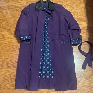 Women's Purple Trench Coat with Contrast Collar